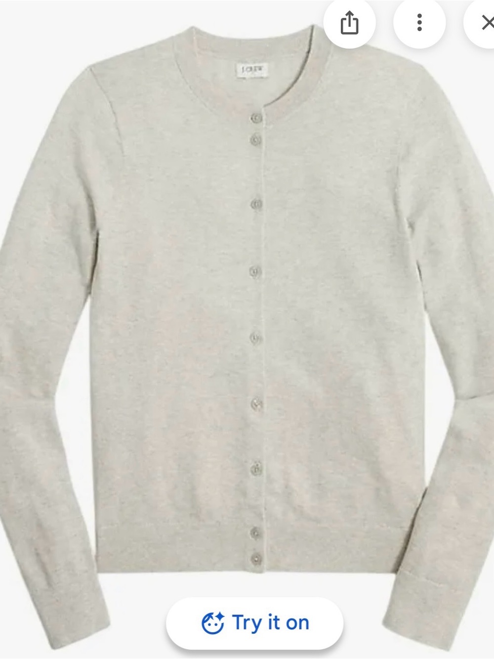 J. Crew Light Heather Gray Crewneck Button Cardigan